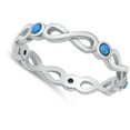 thumbnail image 4 of Blue Simulated Opal Celtic Infinity Eternity Ring .925 Sterling Silver Band CZ Female Size 6, 4 of 4