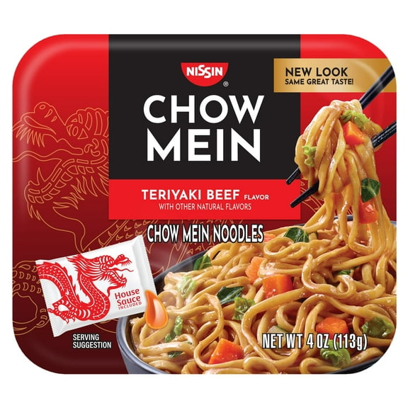 Nissin Foods Chow Mein Instant Noodles, Spicy Teriyaki Beef Flavor, 4.0 oz Tray, Shelf-Stable