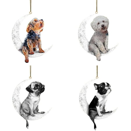 

DBYLXMN Christmas And Garlands Indoor Dog Christmas The On Sitting Moon Pendant Decoration