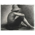 thumbnail image 2 of Seurat, Georges 32x26 Black Ornate Wood Framed with Double Matting Museum Art Print Titled - Seated Boy with Straw Hat, 2 of 4