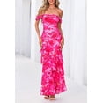 thumbnail image 3 of PRETTYGARDEN Women's Formal Cocktail Maxi Dresses Summer Off Shoulder Floral Mesh Bodycon Spring Wedding Guest Dress, 3 of 10
