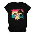 thumbnail image 2 of Ayolanni Beach Shirts for Women Dressy Tunic Tropical Print Short Sleeve Crew Neck Blouse Oversized Vacation Shirts Womens Summer Tops Black L, 2 of 3