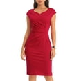 thumbnail image 1 of Vestido de tubo plisado para mujer Inspire Chic, vestido de trabajo 2XL rojo, 1 of 6