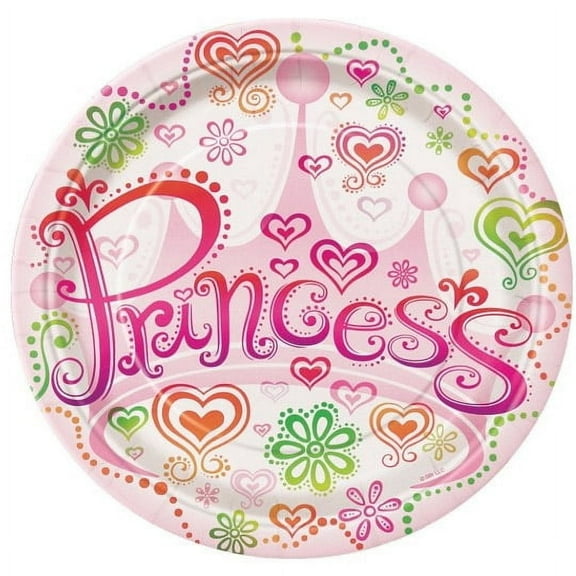 Various Princess Family Leak Resistant Disposable Paper Plates, 9 in, 8 Count