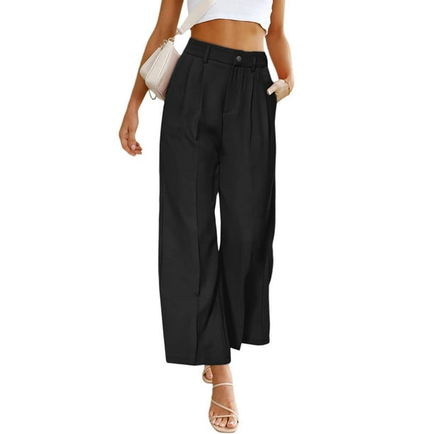 Bellella Women Trousers Wide Leg Yoga Pants High Waist Palazzo Pant Baggy  Solid Color Bottoms Workout Dark Gray XXL