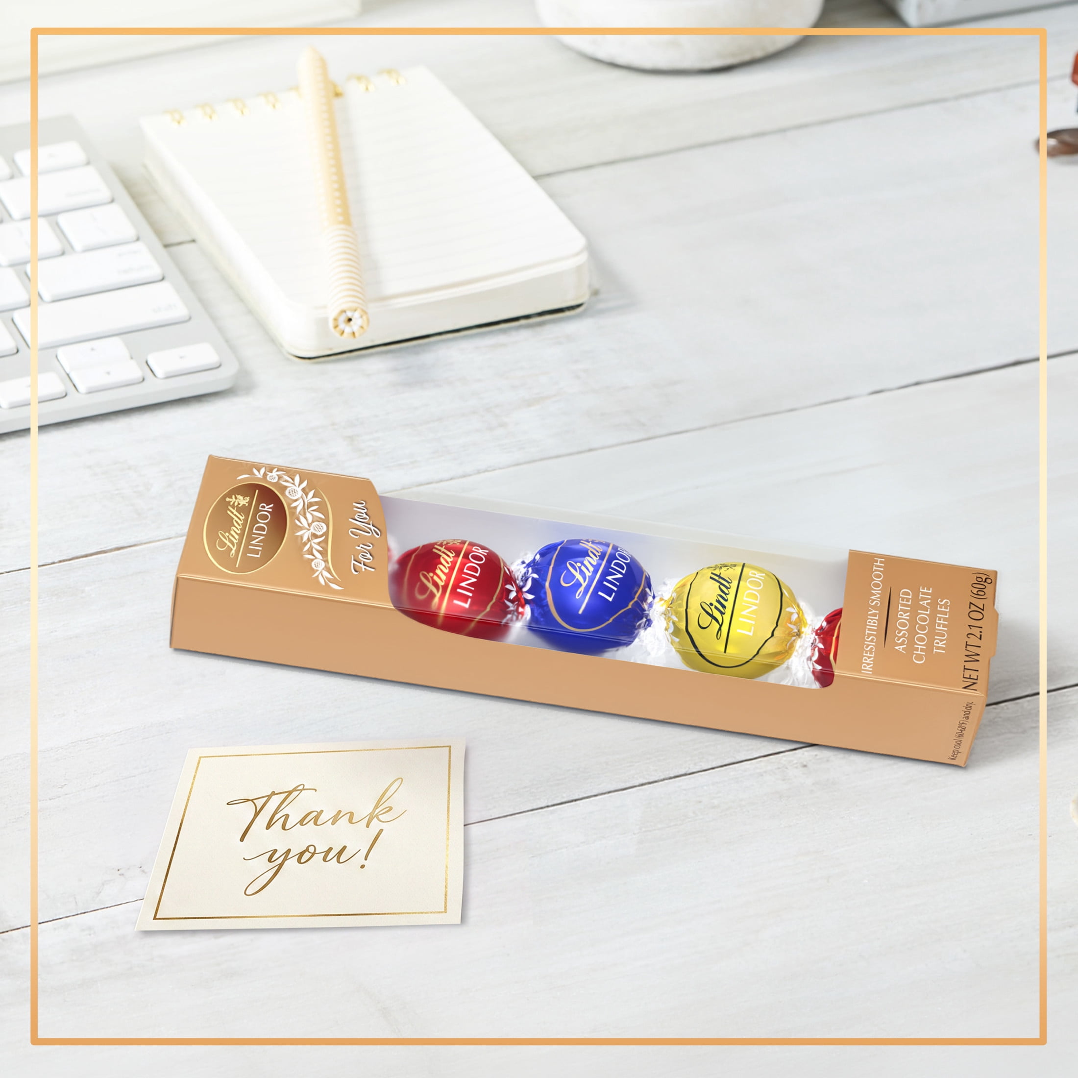Lindt LINDOR Assorted Chocolate Candy Truffles Favor Gift Box, 2.1 oz.