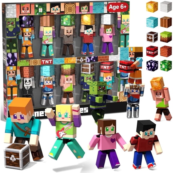 20 Pcs Magnetic Action Figures Playset - Magnetic Building Blocks, Magnet Cubes and Rotatable Figures Character Toys for Kids, STEM Toys, Christmas Birthday Gift for 3 Year Old Boys Girls
