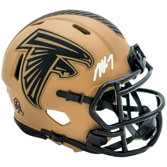 Michael Vick Autographed Atlanta Falcons Camo Brown Speed Mini Helmet Beckett BAS Witness 223741