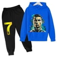 thumbnail image 4 of Conjunto de sudadera con capucha de primavera de Ronaldo, conjunto de 2 piezas de sudadera y pantalones azules informales para niños, ropa deportiva informal, chándal para niños, 4 of 5