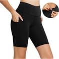 thumbnail image 2 of RYRJJ Biker Shorts Women with Pockets High Waisted Workout Tummy Control Gym Running Yoga Shorts(Black,XXL), 2 of 9
