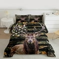 thumbnail image 2 of Manfei Hunting Deer Full Size Comforter Sets 3-Piece, Retro American Flag Bedding Comforter Set, Wild Animal Bedding Sets, Super Cozy Room Decor, 2 of 8