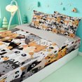 thumbnail image 3 of meiyoeat Cute Cat Pattern Zipper Full Size Comforter Sets with Fitted Sheet and 2 Pillowcases,Colorful Pet Print Zipper Bedding Set,Light Gray Reversible,4pcs, 3 of 7