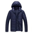 thumbnail image 3 of Men's Winter Large Size Cotton-padded Jacket with Hooded Slim Fit Lightweight Design for Cold Weather Outings, Daily Casual Wear, and Holiday Season Activities,Navy,M, 3 of 9