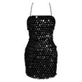 thumbnail image 4 of IWRICH Sequin Dress for Women Spaghetti Strap Fashion Dresses Glitter Sparkly Mini Dress Black L, 4 of 6