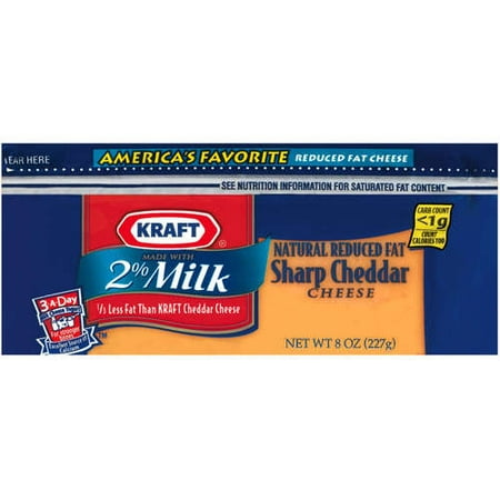 Kraft Natural 2% Milk Reduced Fat Sharp Cheddar Cheese, 8