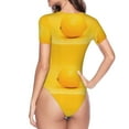 thumbnail image 4 of Fotbe Women Short Sleeve Bodysuit Round Neck Yellow Lemon Bodysuit For Women Round Neck Scoop Neck Long Sleeve Stretch Tops Jumpsuit-Small, 4 of 9