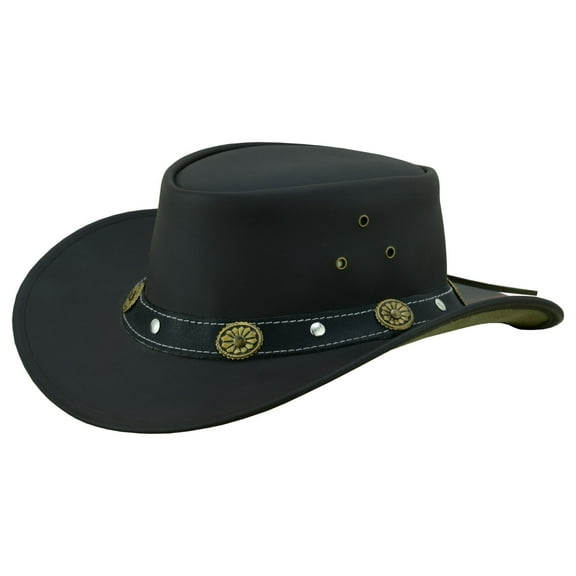 Capri Leather Water Resistant Cowboy Western Hat for Rain Durable Leather Hats for Men Outback hat - S - Brown