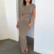 thumbnail image 1 of Camisa de cuello redondo para mujer Vestido largo Vestido largo ajustado para mujer Ropa de fiesta ajustada FLhrweasw Nuevo, 1 of 8