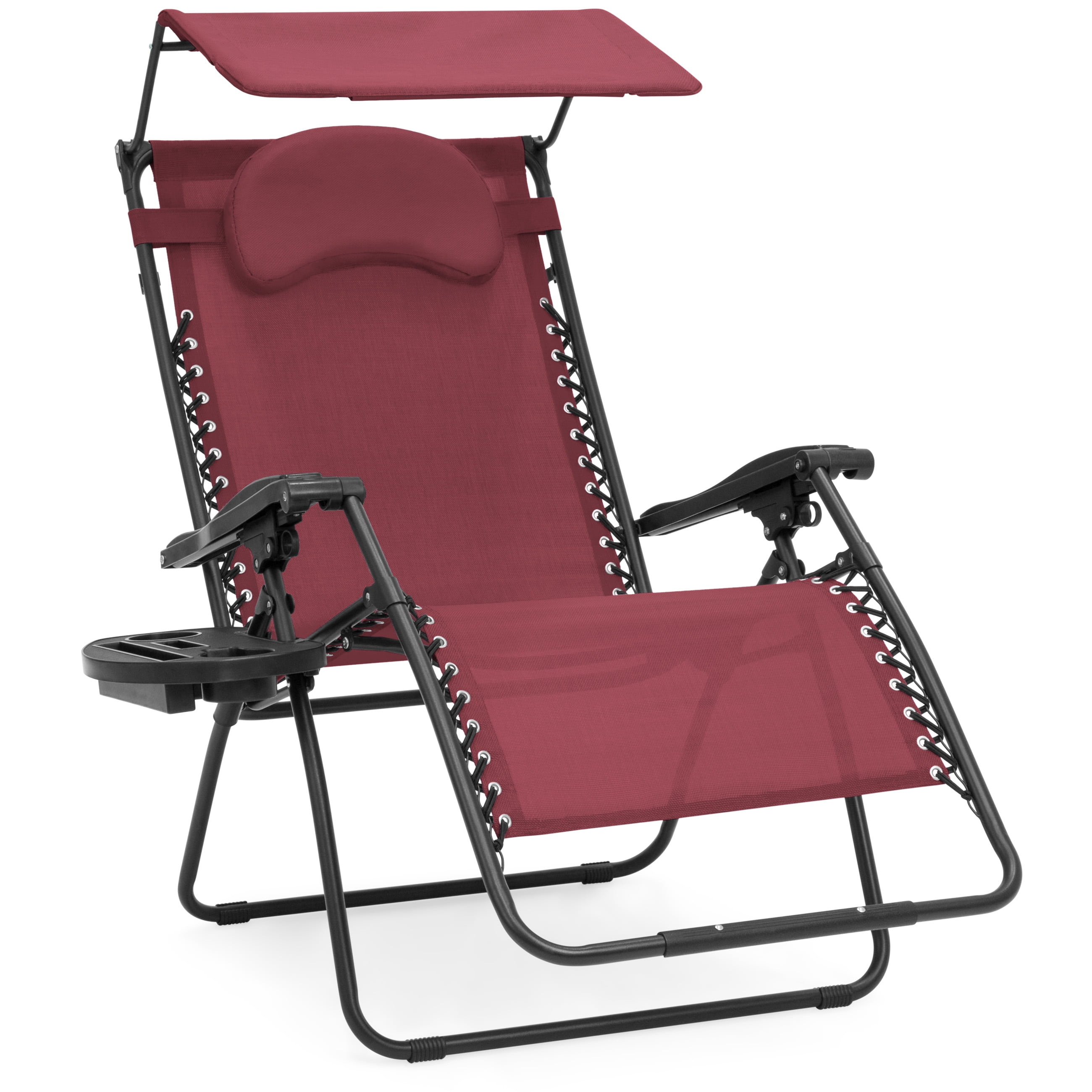 Red Deluxe Oversized Extra Large Zero Gravity Chair with Canopy Tray