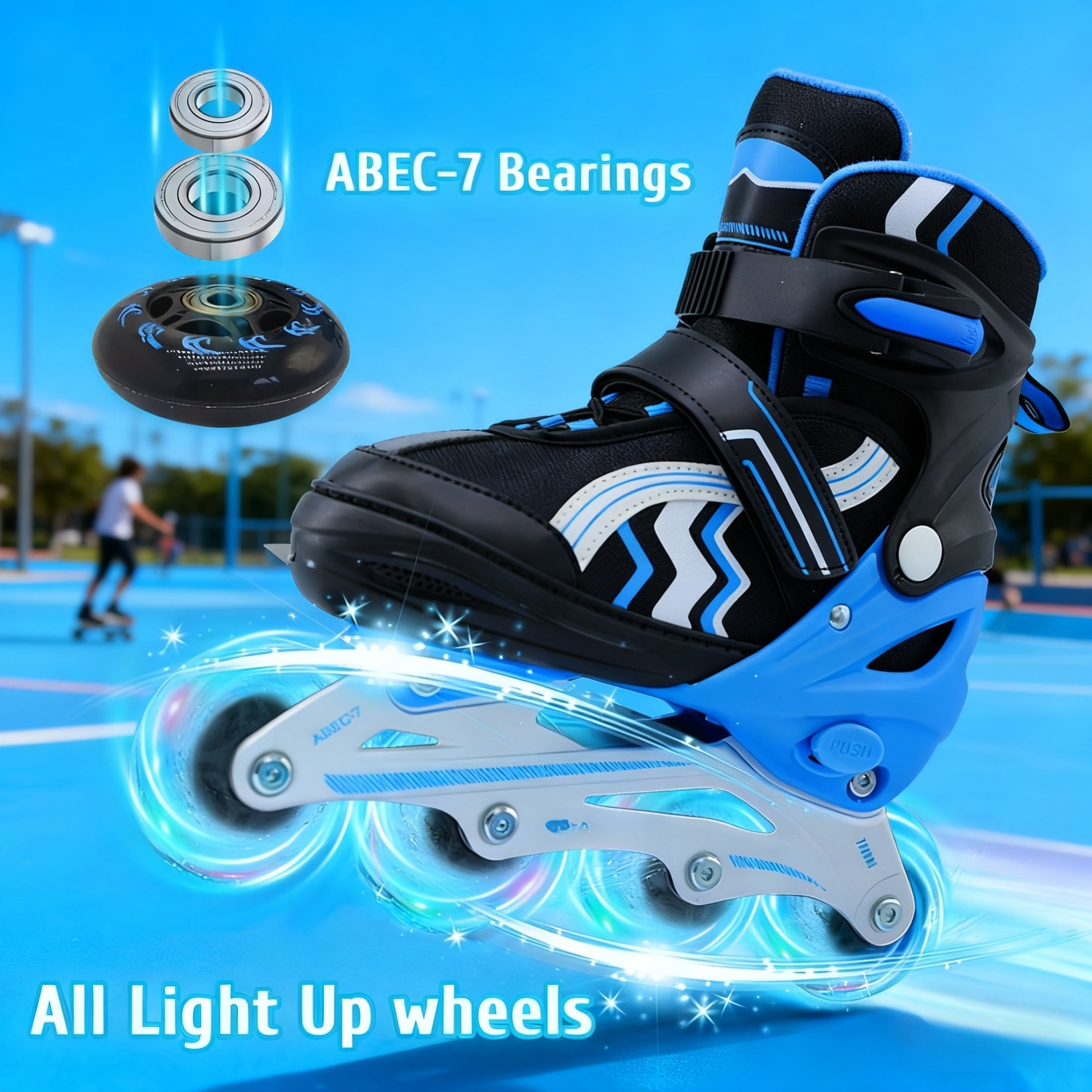 JZY Kids Inline Skates with Light-Up Wheels,4-Size Adjustable & Aluminum Frame Skate for Boys and Girls,Ideal for Beginners Ages 5-12