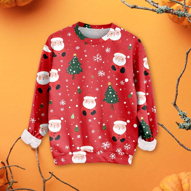 Chandails de Noël pour Femmes 2025 Col Rond Hiver Mignons Pulls