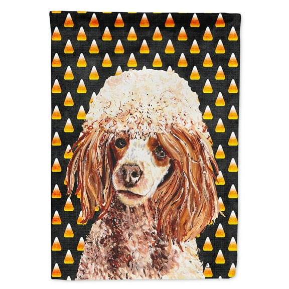 Red Miniature Poodle Candy Corn Halloween House Flag