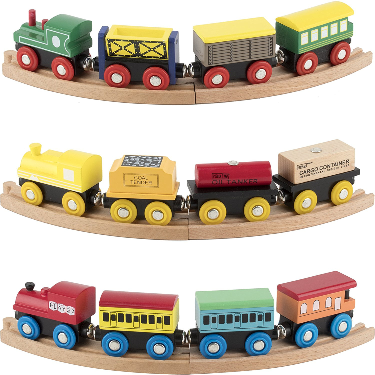 12Pcs Wooden Magnetic Railway Train Cars Playset Kids Early Educational Toy 