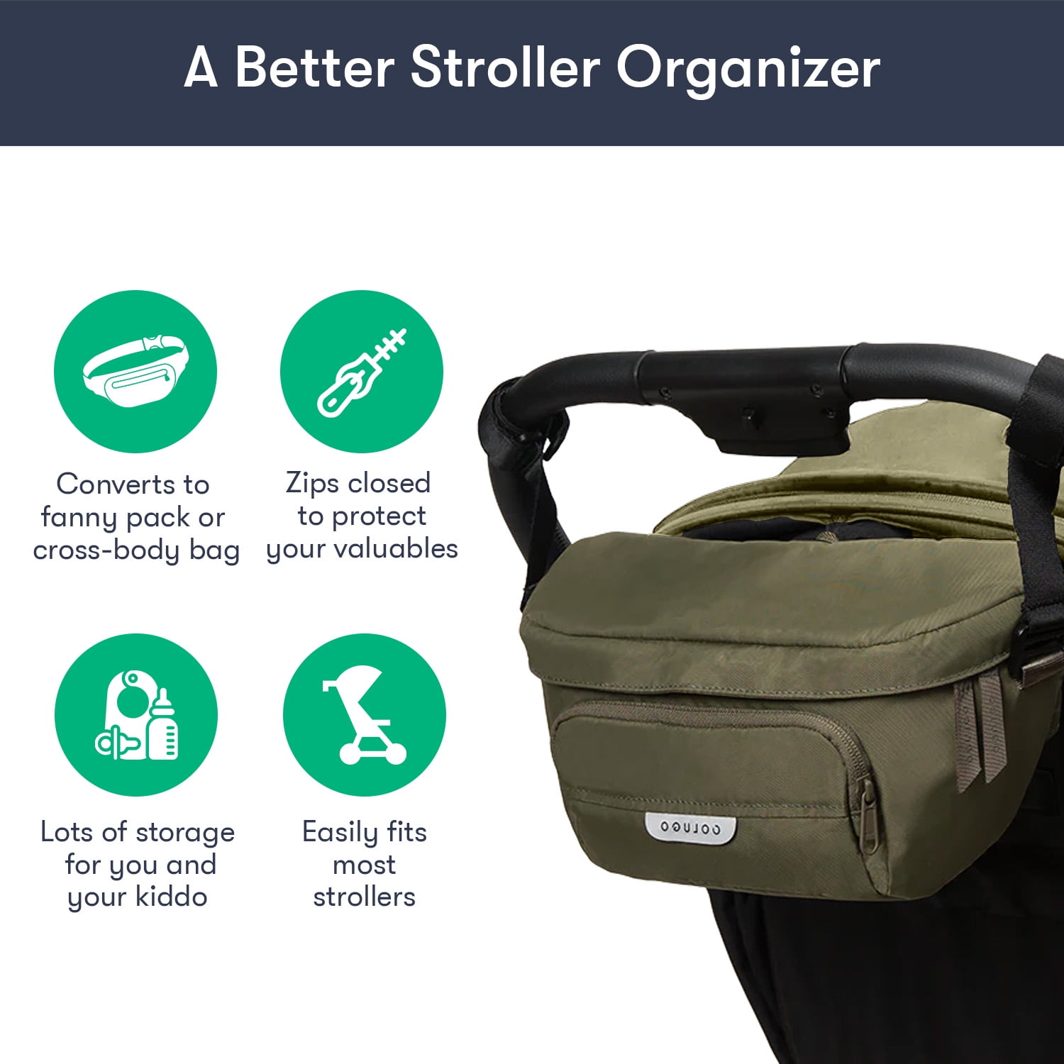 Colugo The On the Go Organizer Designed to Fit Stroller, Olive