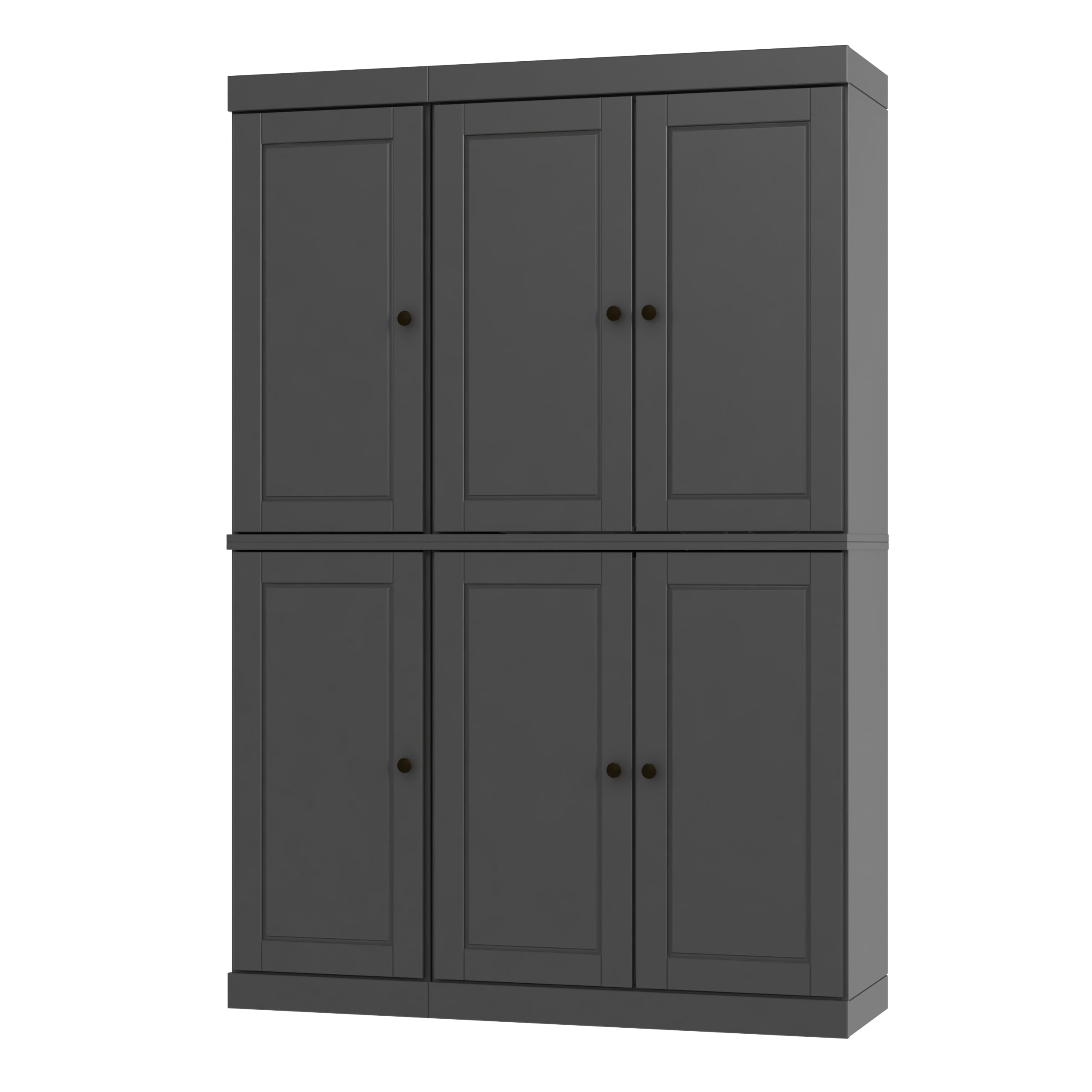Palace Imports 100% Solid Wood Kitchen Pantry Storage Cabinet with Doors and Adjustable Shelves, 6-Door, Gray