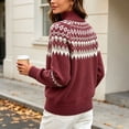 thumbnail image 5 of Women's Fair Isle Sweater Mock Neck Long Sleeve Loose Fit Casual Pullover Top, 5 of 8