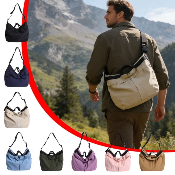LEFXSMR Crossbody Bags for Women Men, Lightweight Large Capacity Messenger Bag, Shoulder Tote Bag for Work Daily Use & Sport Travel, Black
