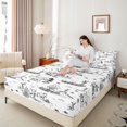 thumbnail image 2 of Manfei Vintage Farm Cowboy Fitted Sheet Full 3 Pieces,Rustic Western Cow Bed Set,White Black Gray,1 Fitted Sheet and 2 Pillowcases, 2 of 6