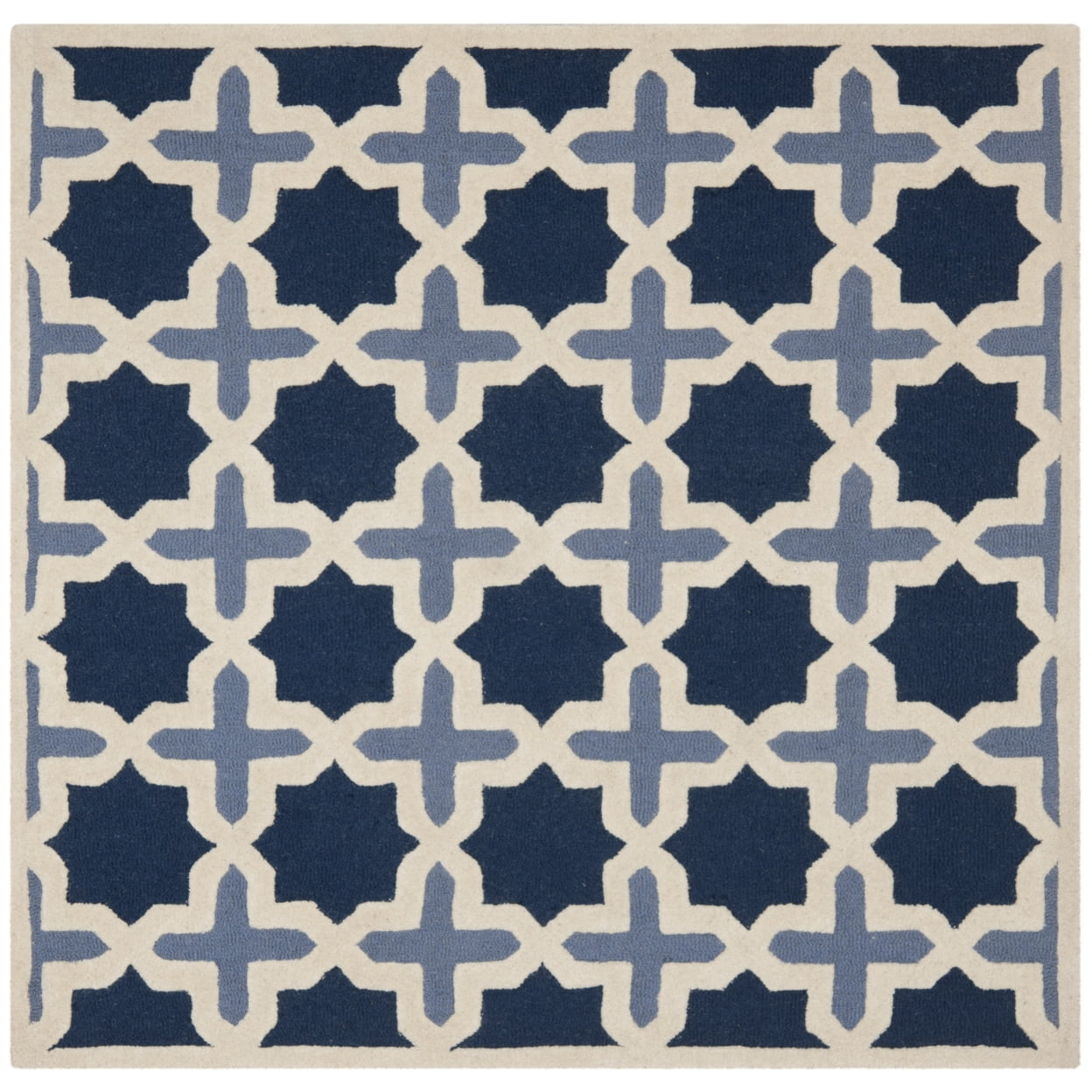 SAFAVIEH Cambridge Lincoln Geometric Wool Area Rug, Blue/Ivory, 4' x 6'