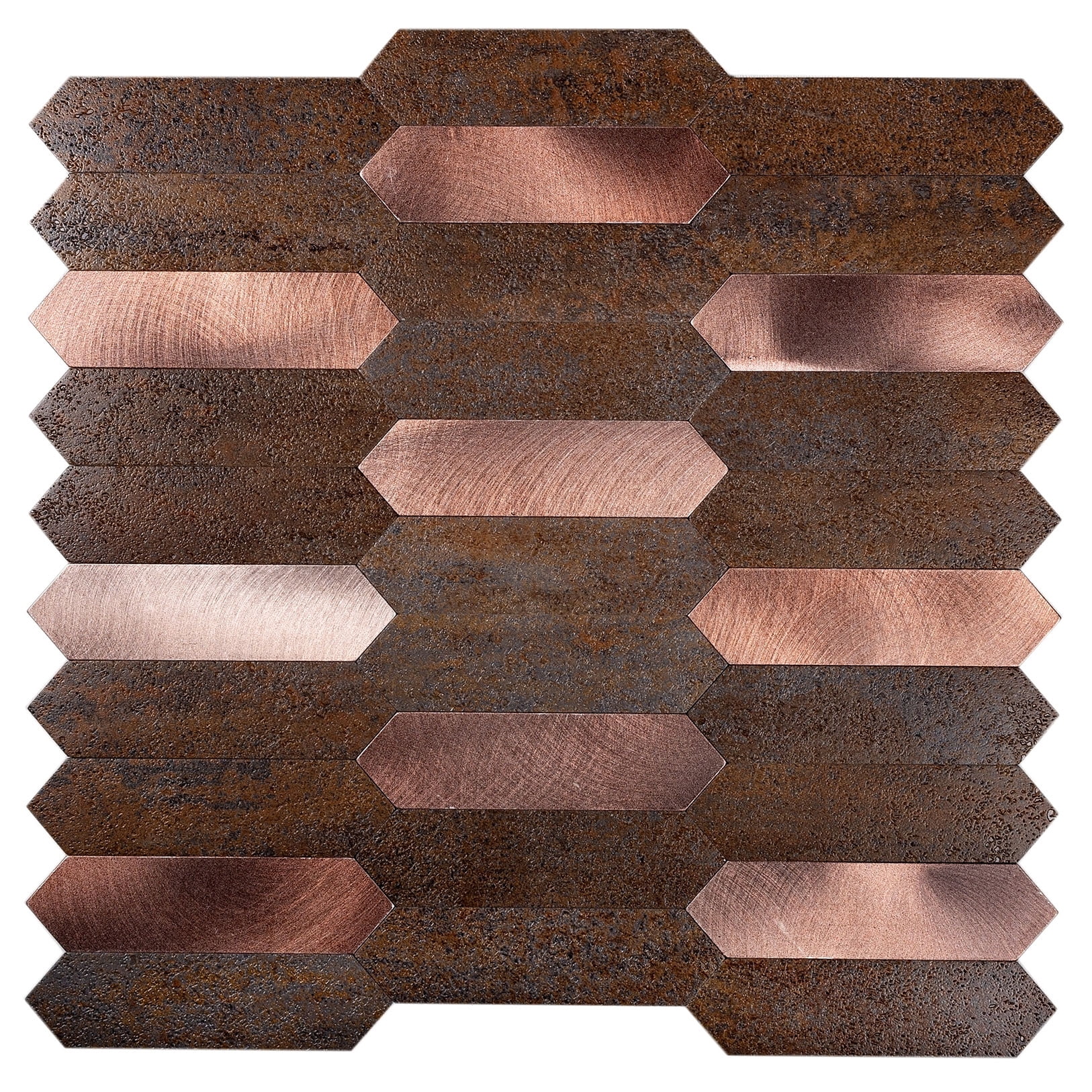 10 pack Copper Picket 12 in. x 12 in. Honed Metal Peel and Stick Backsplash Tile for Kitchen and Bathroom (10 sq. ft./Case)
