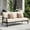 3 seat Sofa, variant on NATURAL EXPRESSIONS Patio Sofa Outdoor Furniture Metal Chair with Wicker Backrest & 6 Inches Cushion for Front, Porch, Deck, Balcony, Backyard, Sunroom