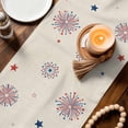 thumbnail image 3 of 4th of July Table Runner 70 Inches, Independence Day Patriotic Flowers Dogs Beige Bed Runner Dresser Scarves Tabletop for Indoor Outdoor Parties/Ceremony/Banquet, 13" x 70", 3 of 9