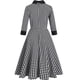 thumbnail image 5 of Vestido Vintage con cremallera y cuello de muñeca ajustado de manga tres cuartos con estampado de pata de gallo Retro para mujer Fridja nbo3069, 5 of 9