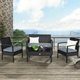 thumbnail image 1 of Costway Ensemble de 4 Pcs pour Terrasse Extérieure en Rotin Osier Table Canapé avec Coussins Terrasse Noir, 1 of 10