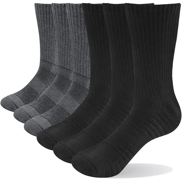 AmPm Men's Sports Athletic Socks 6 Pairs/Pack Moisture Wick Cotton Cushion Crew Socks for Men Size 6-13