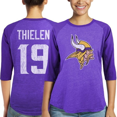 Adam Thielen Minnesota Vikings Majestic Women's Player Name & Number Tri-Blend 3/4-Sleeve Raglan T-Shirt -