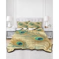 thumbnail image 3 of Peacock Feathers Twin XL Size Down Alternative Comforter, Lightweight Comforter Quilt Bedding Set with Pillow Shams Brown Turquoise Vintage Abstract All Seasons Bed Comforter Duvet Insert 68"x98", 3 of 7
