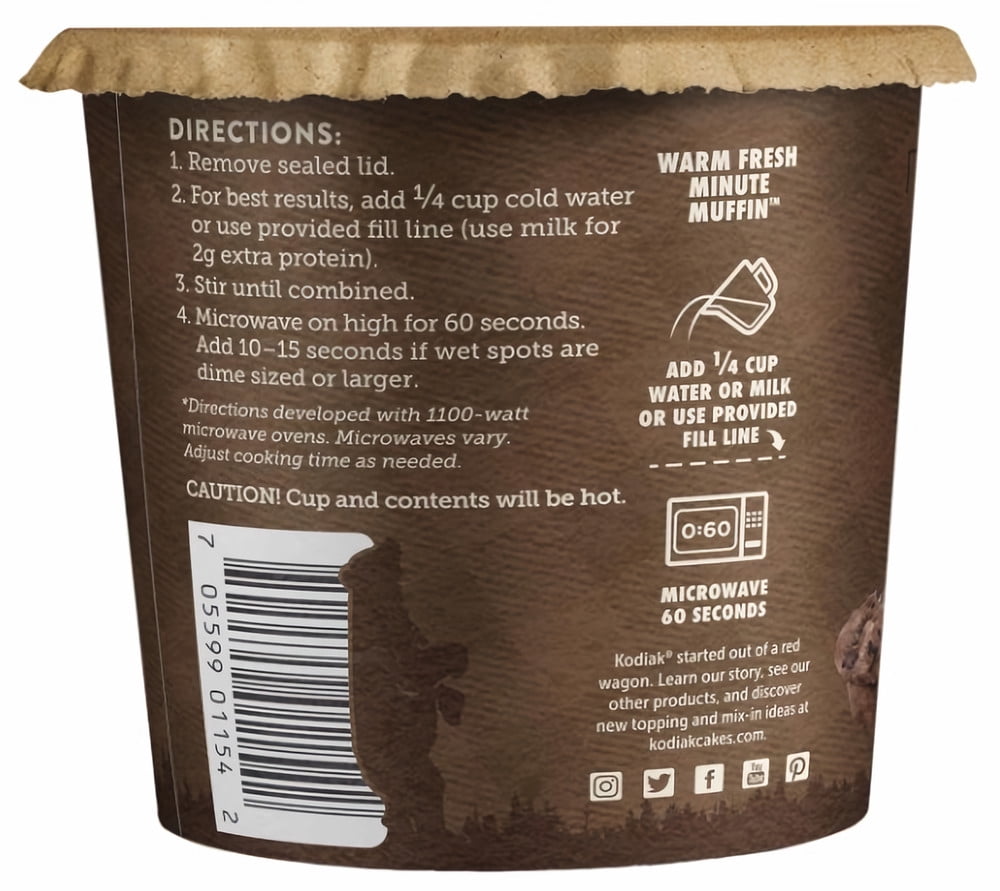 Kodiak Cakes Muffin Power Cup, Double Dark Chocolate, 2.29 oz (Pack of 6)