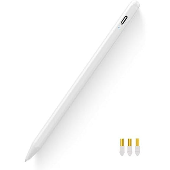 Stylus Pen for iPad 2025-2018 with Palm Rejection, Ultra-fine Tips, Tilt Sensitivity, Magnetic Attachment, Fast Type-C Charging, and Low Latency for Note-Taking, Drawing, and Sketching