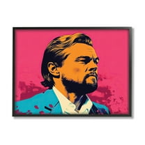 Stupell Industries Pop Style Leonardo DiCaprio Abstract Painting Black Framed Art Print Wall Art, 20 x 16