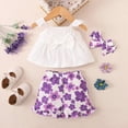 thumbnail image 2 of TAmten Toddler Girl Clothes Baby Girl Summer Outfits Ruffle Sleeveless Shirts Tops Shorts Set for Girl Clothing(White,6-9 Months), 2 of 8