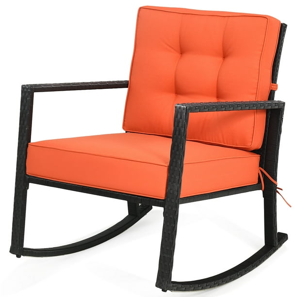Patiojoy Outdoor Wicker Rocking Chair, Rocking Chair Glider Recliner