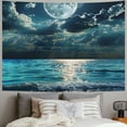 thumbnail image 2 of PRATYUS  Night Sky Tapestry Full Moon on Sea Tapestry Wall Hanging Fantasy White Cloud Tapestry Watercolor Tapestry Wall Art for Bedroom Living Room Dorm Wall Decor 60x50inch, 2 of 6