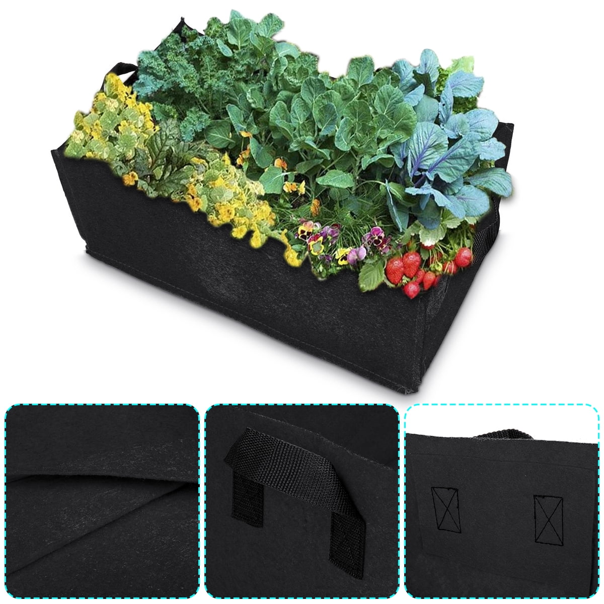 Fabric Raised Garden Bed,Square Large Grow Bag, Garden Bed Flowers