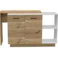 thumbnail image 2 of Modern Kitchen Island - White/ Oak, Two External Shelves And Double Door Look, Storage, 2 of 4