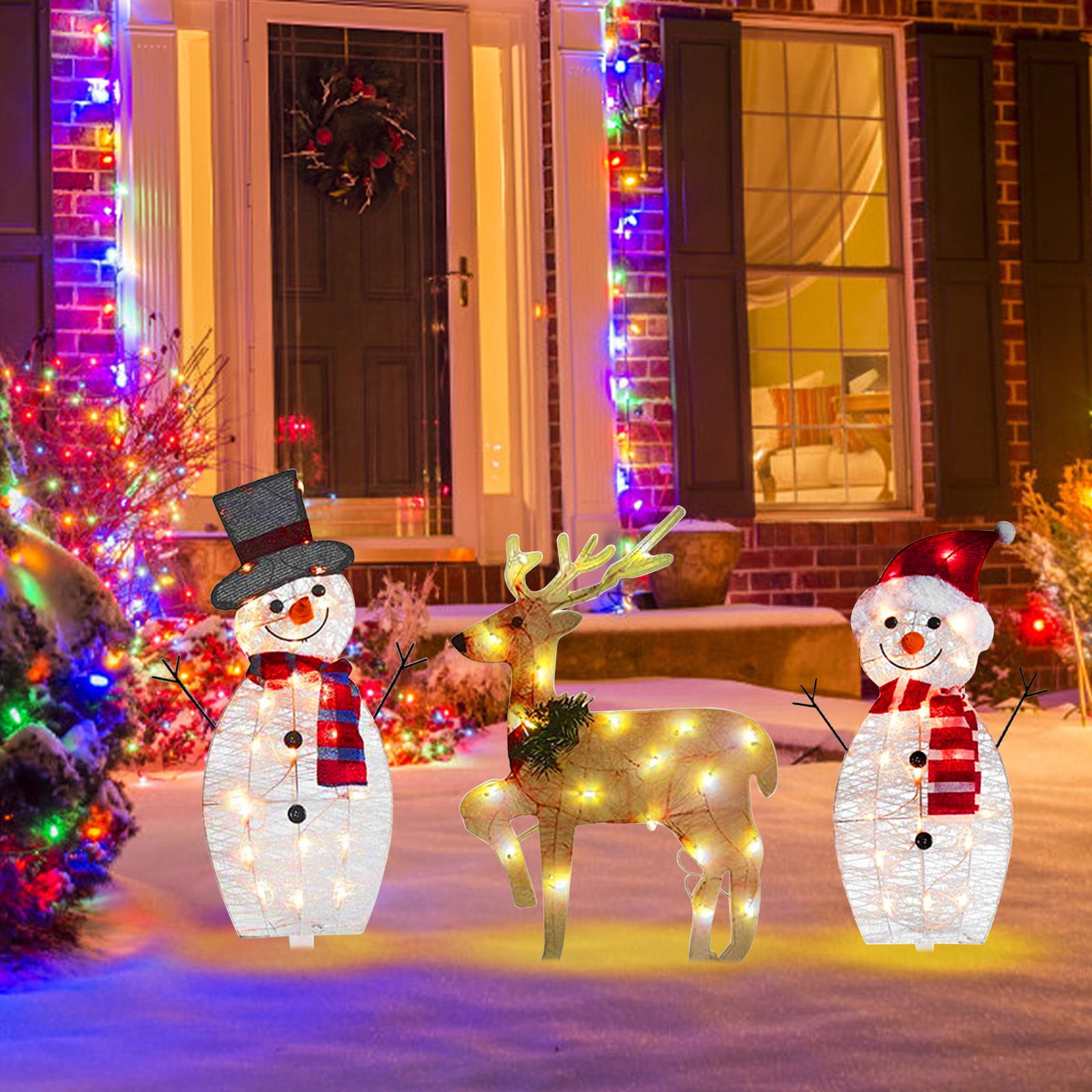 shyuyusa Christmas Penguin Yard Signs Stakes with Lights Noel Christmas Yard Decorations Lighted Outdoor Christmas Decorations for Home Lawn Pathway Walkway Party Decor (requires Assembly)